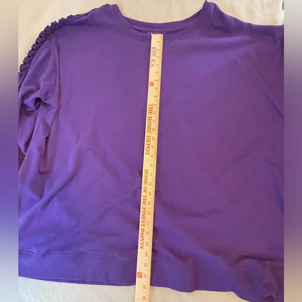 Roaman’s Women’s Size 3X 30/32 Pretty Purple Sweatshirt Decorative Sleeves - Picture 8 of 10
